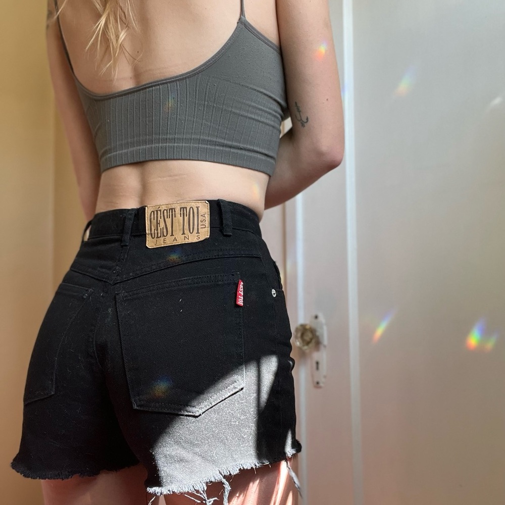Black jean cut off shorts